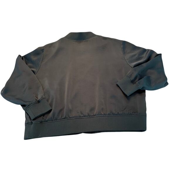 Universal Standard Carmen Satin Bomber Jacket Deep Sea Size Large - Picture 3 of 10